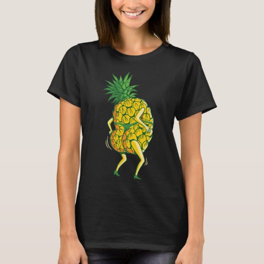 Pineapple Funny Dancing Design Aloha Beaches Hawaï T-shirt (Voorkant)