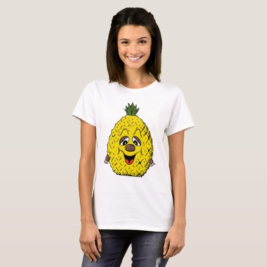 Pineapple Funny Face Cartoon Women's, ZSSG T-shirt (Voorkant volledig)