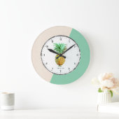 PineApple & Geometric Beige & Green Linen Grote Klok (Huis)