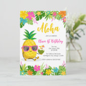 Pineapple Girl Birthday Aloha Hawaii Summer Kaart (Staand voorkant)