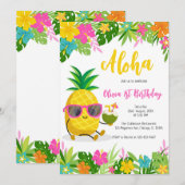Pineapple Girl Birthday Aloha Hawaii Summer Kaart (Voorkant / Achterkant)