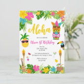 Pineapple Girl Birthday Aloha Hawaii Summer Kaart (Staand voorkant)