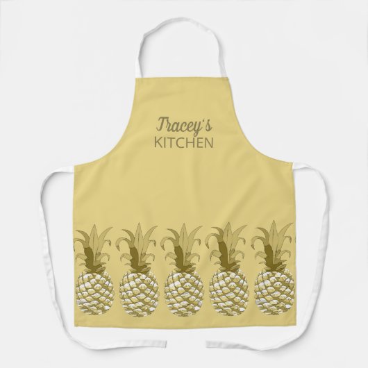 Pineapple Gold Row op uw kleur ID239 Schort (Voorkant)