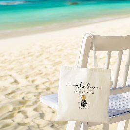 Pineapple Goud Zwart Aloha Destination Huwelijk Tote Bag