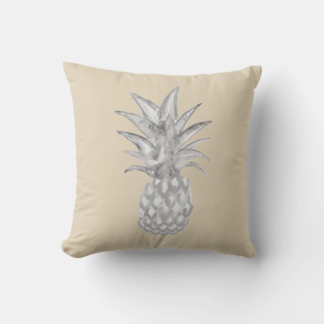 Pineapple Grey Welkom Waterverf Schilderkussen Kussen (Voorkant)