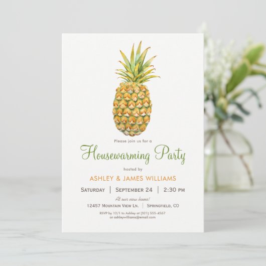 Pineapple Housewarming Party Uitnodiging (Staand voorkant)