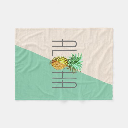 PineApple  Illustratie Aloha Tekst Fleece Deken (Voorkant (Horizontaal))