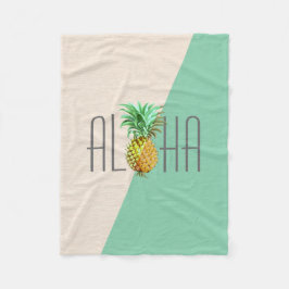 PineApple Illustratie Aloha Tekst Fleece Deken