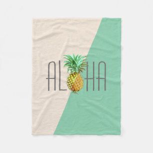 PineApple Illustratie Aloha Tekst Fleece Deken