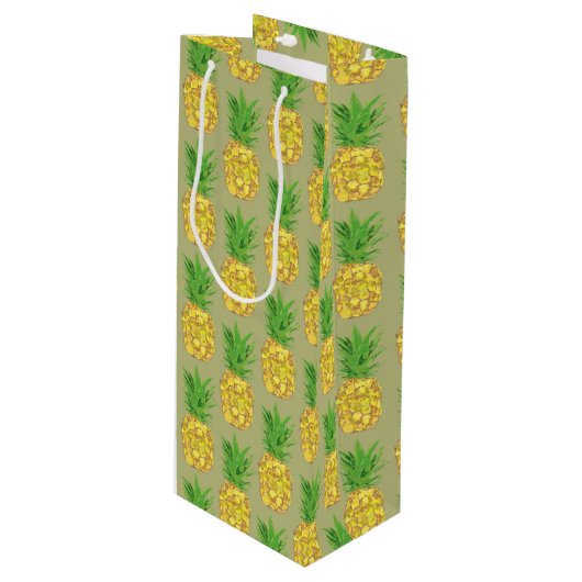Pineapple Khaki Wijn Cadeautas (Voorkant Gekanteld)