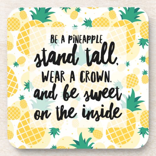 Pineapple Kunststof onderzetters met kurk achterka (Voorkant)
