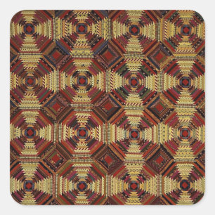Pineapple Log Cabin Patchwork Ontwerp Vierkante Sticker