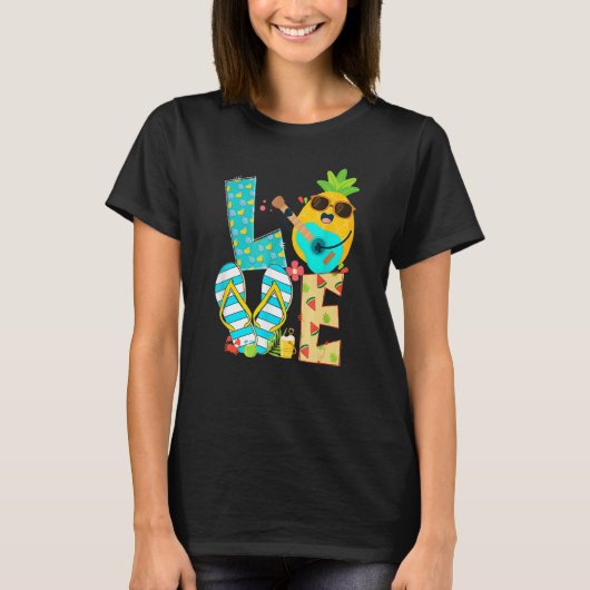 Pineapple Love Lunch Lady Hallo Summer Vibes T-shirt (Voorkant)