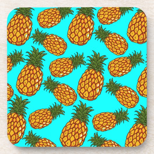 Pineapple Love Pattern - Tasty Tropical Exotic Bier Onderzetter (Voorkant)