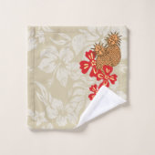 Pineapple Luau Hawaiian Hula Girl Coordinate-Tan Bad Handdoek (Wasdoekje)