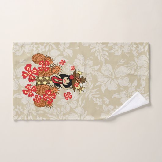 Pineapple Luau Hawaiian Hula Girl Coordinate-Tan Bad Handdoek (Handdoek)