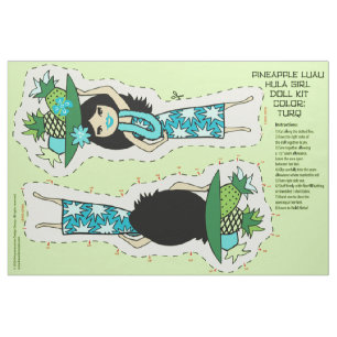 Pineapple Luau Hawaiian Hula Girl Doll Kit - Turq Stof