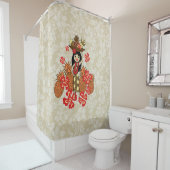 Pineapple Luau Hawaiian Hula Girl Douchegordijn (In situ)