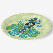 Pineapple Luau Hawaiian Hula Girl Papieren Bordje (Gekanteld)
