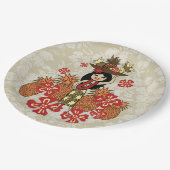 Pineapple Luau Hawaiian Hula Girl Papieren Bordje (Gekanteld)