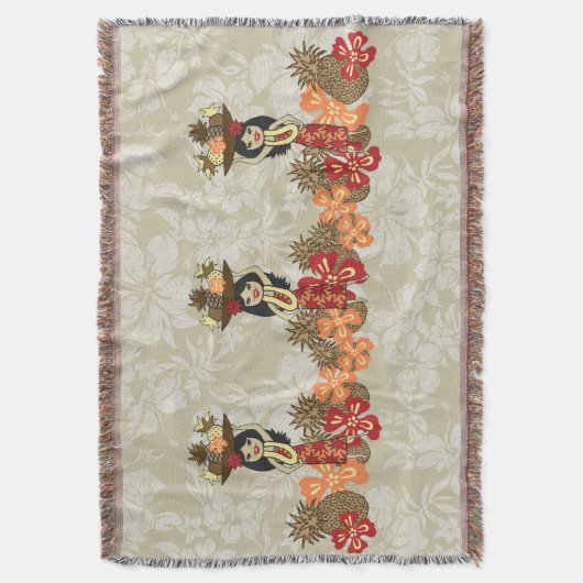 Pineapple Luau Hawaiian Hula Girl Throw Blankets Deken (Voorkant Verticaal)