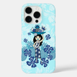 Pineapple Luau Hawaiian Hula Girl Turq iPhone 16 Pro Hoesje