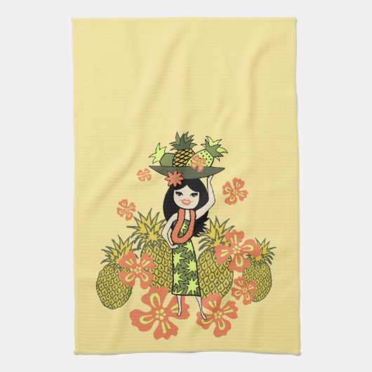 Pineapple Luau Hawaiian Kitchen Towel Theedoek (Verticaal)