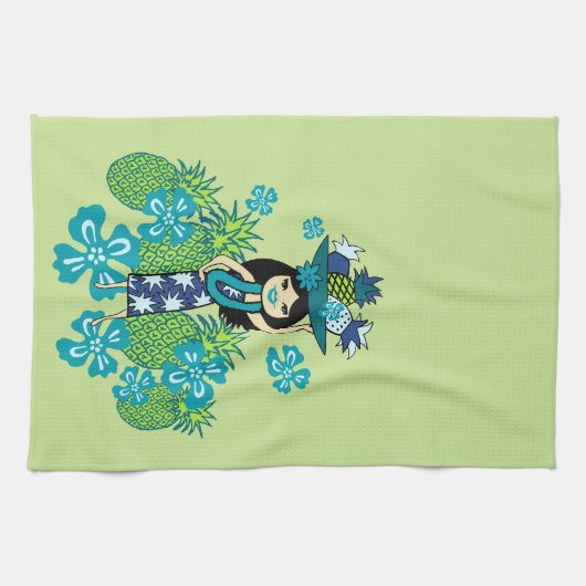 Pineapple Luau Hawaiian Kitchen Towel Theedoek (Horizontaal)