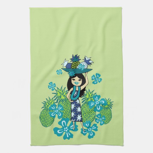 Pineapple Luau Hawaiian Kitchen Towel Theedoek (Verticaal)