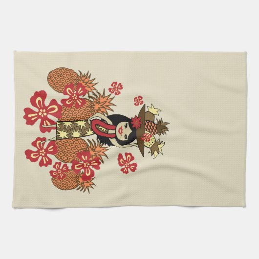 Pineapple Luau Hawaiian Kitchen Towel Theedoek (Horizontaal)
