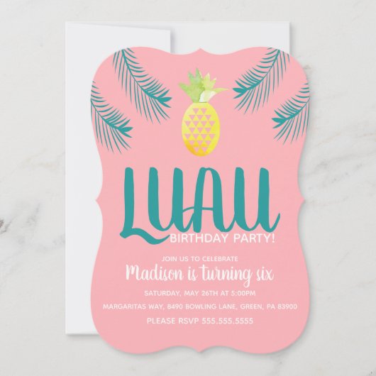 Pineapple Luau Tropical Birthday Party Kaart (Voorkant)