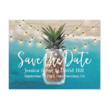Pineapple Mason Jar Beach Weddenschap Save the Dat