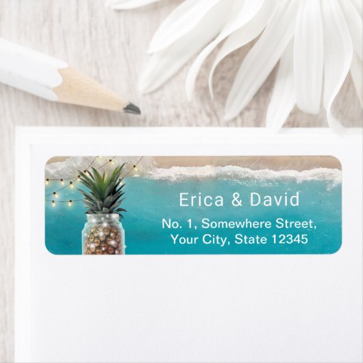 Pineapple Mason Jar String Lights Beach Weddenscha Etiket (Insitu)