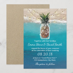 Pineapple Mason Jar String Lights Beach Weddenscha Kaart