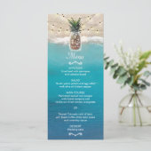 Pineapple Mason Jar Tropical Beach Wedding Menu (Staand voorkant)