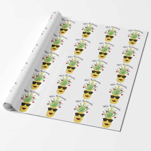 Pineapple Mele Kalikimaka Cadeaupapier (Uitgerold)