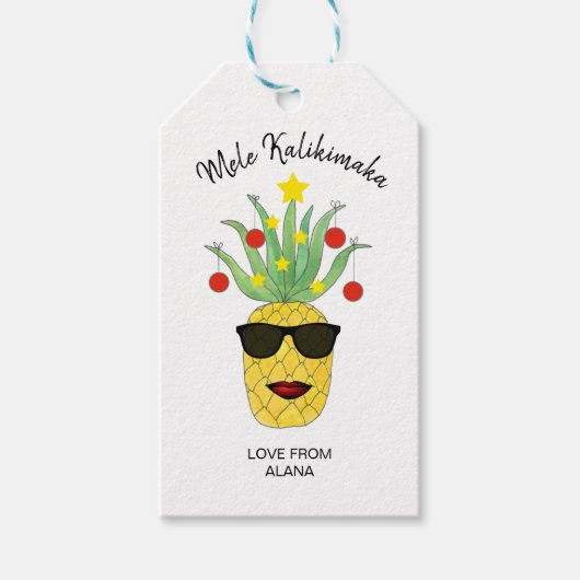 Pineapple Mele Kalikimaka Classic Cadeaulabel (Voorkant)