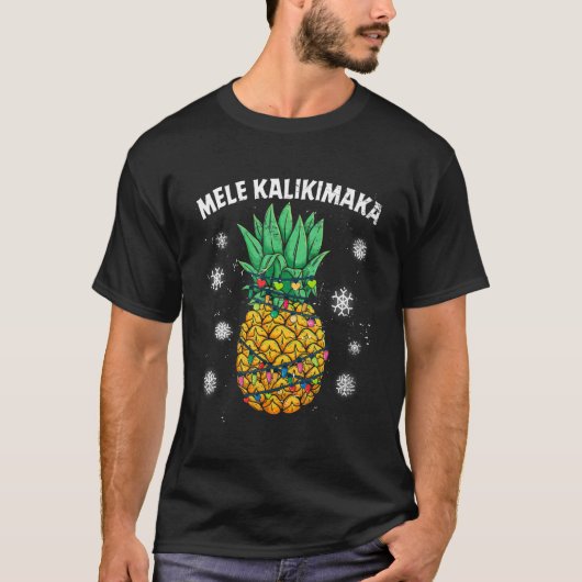 Pineapple Mele Kalikimaka Hawaii Xmas lights Haw T-shirt (Voorkant)
