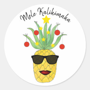 Pineapple Mele Kalikimaka Ronde Sticker