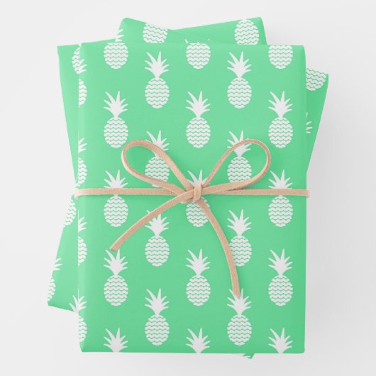 Pineapple Mint Pattern Inpakpapier Vel (In situ)