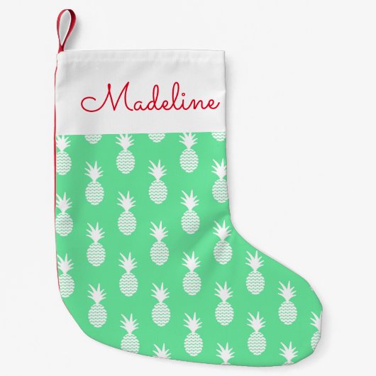 Pineapple Mint Pattern | Jouw namen toevoegen Kleine Kerstsok (Voorkant)