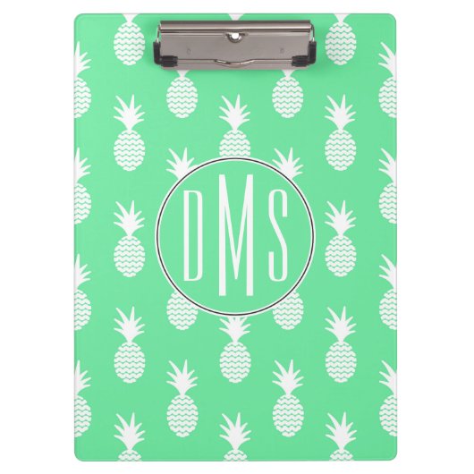 Pineapple Mint Pattern | Monogram Klembord (Voorkant)