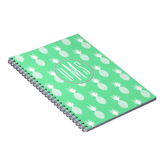 Pineapple Mint Pattern | Monogram Notitieboek (Rechterzijde)