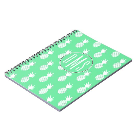 Pineapple Mint Pattern | Monogram Notitieboek (Linkerzijde)