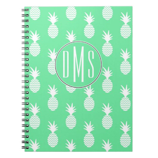 Pineapple Mint Pattern | Monogram Notitieboek (Voorkant)