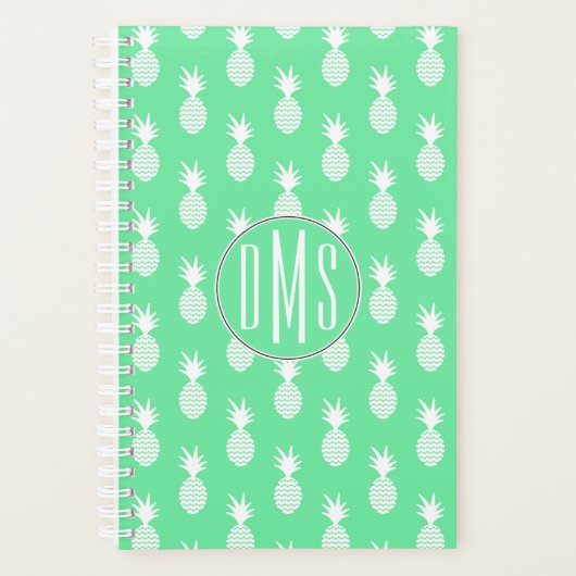 Pineapple Mint Pattern | Monogram Planner (Voorkant)