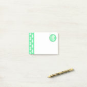 Pineapple Mint Pattern | Monogram Post-it® Notes (Op bureau)