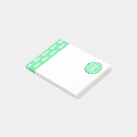 Pineapple Mint Pattern | Monogram Post-it® Notes (Schuin)