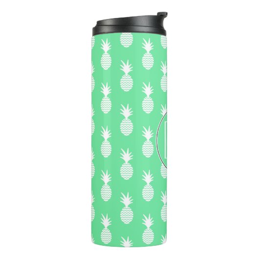 Pineapple Mint Pattern | Monogram Thermosbeker (Gedraaid links)