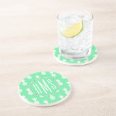 Pineapple Mint Pattern | Monogram Zandsteen Onderzetter (Zijkant)